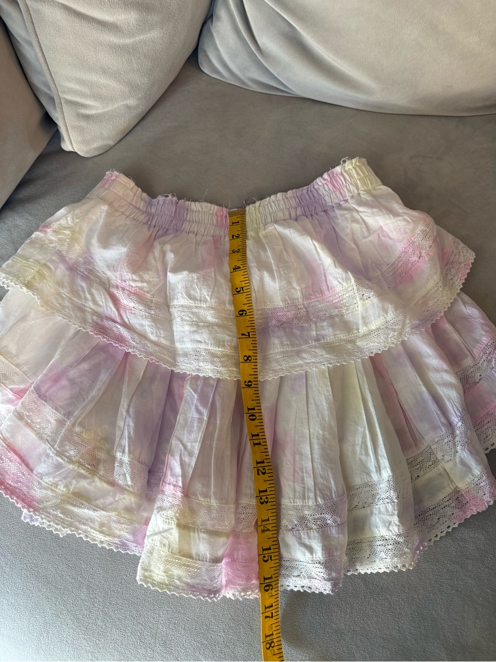 Love Shack Fancy Pastel Tie-Dye Tiered Skirt - Pink, Purple, multi color, Size M